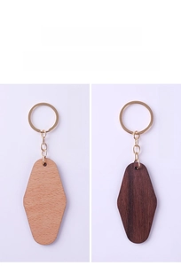 Detailed comparison of beechwood and walnut wood textures for custom keychains
