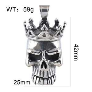 Detailed size specifications for vintage stainless steel crown skull pendant with dimensions