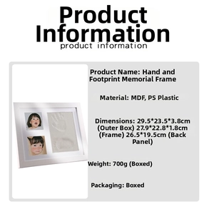 Detailmaße des Baby-Hand- und Fußabdruck-Gedenkrahmens aus MDF und PS-Material