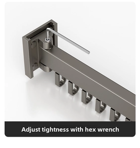 Adjusting the joint tension of the wall-mounted gray folding drying rack with a hex key