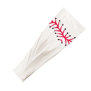 Elastic sports headband with baseball stitch print for basketball and running