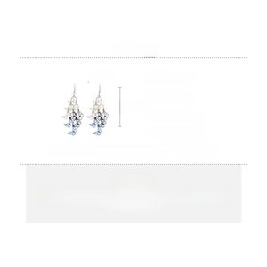 Detailed chart showing blue butterfly tassel earring dimensions and iron material specs