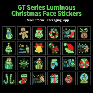 Glow in the dark Christmas temporary tattoos for kids with Santa and reindeer patterns