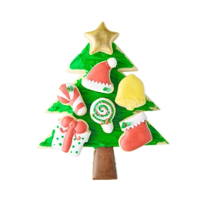 Christmas tree shaped cookie cutter set with various festive shapes for DIY baking tools
