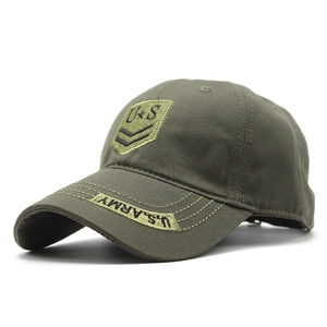 Olive green cotton camouflage baseball cap with U.S. Army embroidery in military style