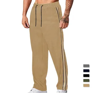 Pantalon de jogging décontracté en velours côtelé pour homme avec bandes latérales