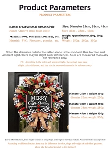 Size chart for American Christmas wreath with dimensions 25cm, 38cm, and 45cm details
