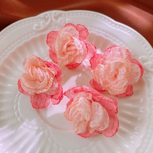 Large Stereoscopic Flower Clip-on Earrings Handmade Lace Cloth Alloy Romantic Vacation Sweet Style Jewelry For Women