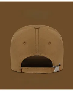 Rear view of adjustable cotton baseball cap with metal buckle and multi-color options