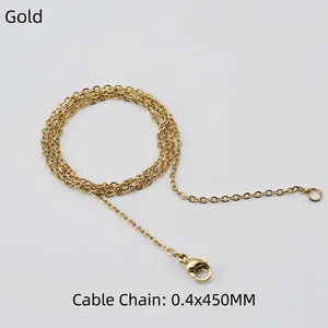 Gold-plated 0.4x450mm stainless steel O-link chain necklace with lobster clasp