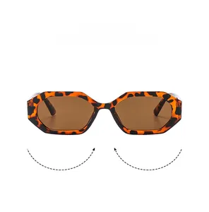Front view showing vintage geometric hexagonal sunglasses with tortoiseshell pattern