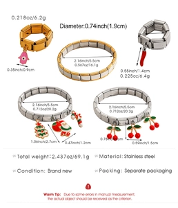 Detailansicht der Edelstahl-Armbänder und Ringe mit Maßen und Spezifikationen