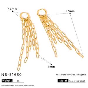 Tabella taglie dettagliata per orecchini a nappa a cuore, dimensioni 87 mm per 14 mm
