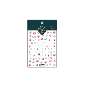 3D embossed strawberry nail art stickers with floral designs and sweet lettering