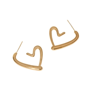 Minimalist gold heart-shaped hollow stud earrings made of high-quality stainless steel