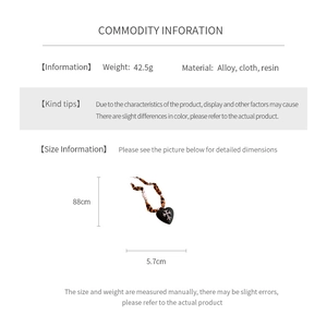 Size information and material detail of heart and cross necklace with 88cm chain length