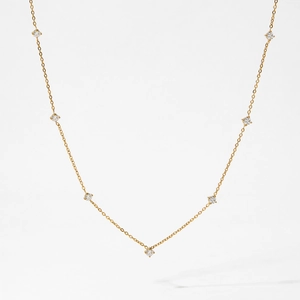 Exquisite gold stainless steel necklace set with small clear cubic zirconia stones
