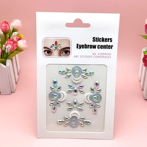 3D iridescent rhinestone face and eyebrow stickers for festive and stage makeup decoration