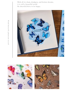 Detailed view of blue butterfly PET stickers for journaling and DIY crafts