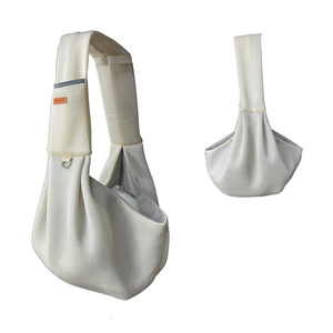 Breathable mesh pet sling carrier for cats and dogs in white finish