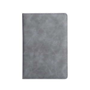 Business A5 grey PU leather notebook with premium textured finish and rounded edges