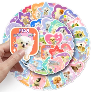 60 pieces of cute hand-drawn pet stickers for decorating water bottles and luggage bags