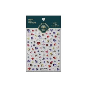 3D embossed floral nail stickers featuring shell light finish and oil painting effect