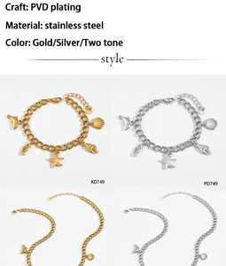 Détails des bracelets en acier inoxydable sur le thème marin avec breloques coquillages