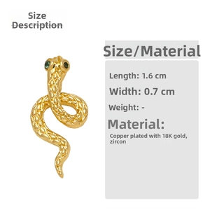 Tabella taglie dettagliata per l'orecchino a lobo serpente con zirconi, 1,6 cm