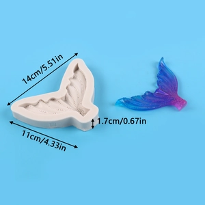 Detailed dimensions of mermaid tail silicone mold for fondant and resin crafts