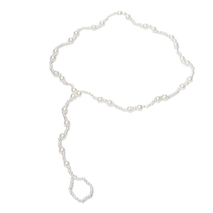 Fashionable double-layer beach anklet and pearl toe ring set with white beads