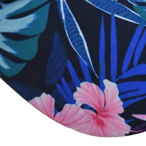 Baseball cap with tropical floral hibiscus print and ponytail opening for women