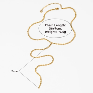 Y-förmige goldene Perlen-Pulloverkette mit Maßen 36+7cm und 24cm herabhängendem Teil