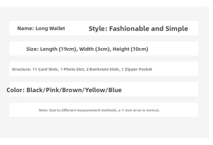 Internal structure of long leaf wallet showing 11 card slots and zipper pocket details