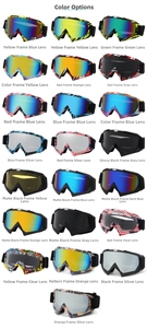 Detailed catalog showing 22 colorful anti-fog ski goggles with UV protection lenses