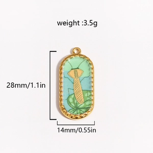 Titanium steel Ruyi Koi pendant with green enamel inlay and specific size measurements