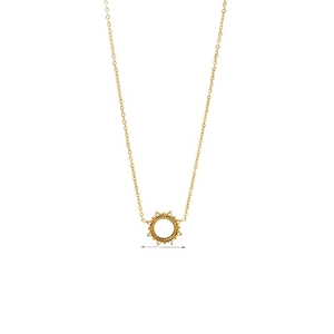Vintage 18K gold plated stainless steel sun pendant necklace with sparkling white stones