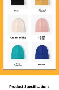 Detailed grid view showing a variety of colors for the knitted beanie winter hat