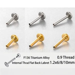 Titanium Internally Threaded Labret Piercing Post Flat Back Earring Accessory Body Jewelry Parts Novelty Style