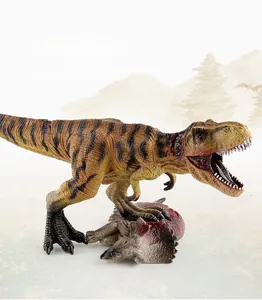 Macro detail of T-Rex model featuring realistic skin texture and predator scenes