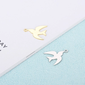 Bird Pendant Swallow Charm Stainless Steel DIY Jewelry Making Accessory Minimalist Animal Shape For Necklace Bracelet