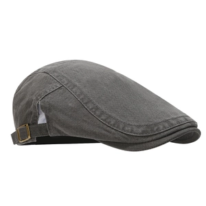 Béret gris de style britannique vintage casquette plate unisexe en coton décontracté