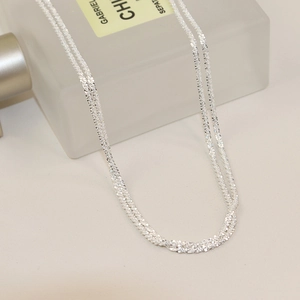 Sparkling 925 sterling silver multi-strand necklace with Italian craftsmanship