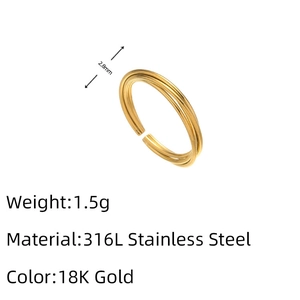 Detail view of 2.8mm twisted gold ring band in 316L stainless steel with specifications
