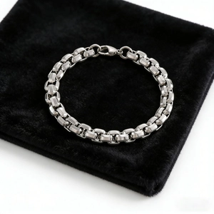 Box Chain Necklace And Bracelet 316L Stainless Steel Polished Geometric Hip Hop Streetwear Punk Jewelry For Men Women