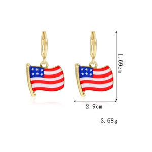 Detailed size chart of American flag star earrings with dimensions 1.69cm by 2.9cm