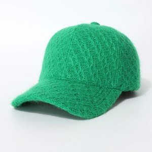 Cappello Da Baseball In Peluche A Maglia Con Motivo A Rombi Caldo Spesso Autunno Inverno Berretto Casual Outdoor
