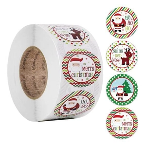Christmas cartoon roll stickers featuring Santa and reindeer for gift decoration
