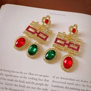 Boucles D Oreilles Pendantes Style Chinois Vintage Double Happiness Avec Strass Et Tige En Argent Pour Femme