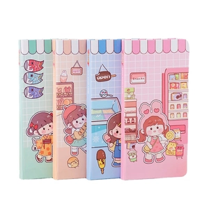 Set of four cute cartoon weeks planners with colorful Japanese style illustrated covers